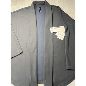 Mondetta Waffle Knit Cardigan Black Grey Open Front Recycled Soft 12A0919 Mens L